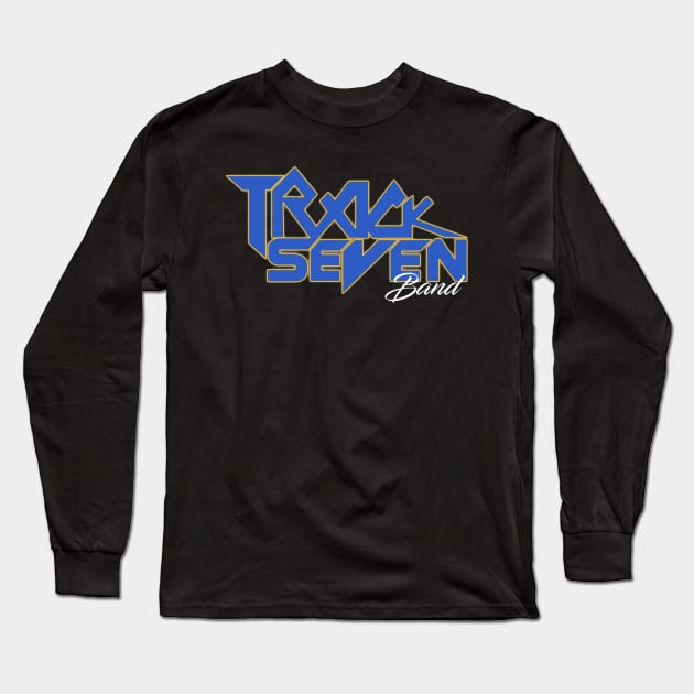 Deep Orange and Blue Track Seven Band Logo Long Sleeve T-Shirt by TrackSevenBand